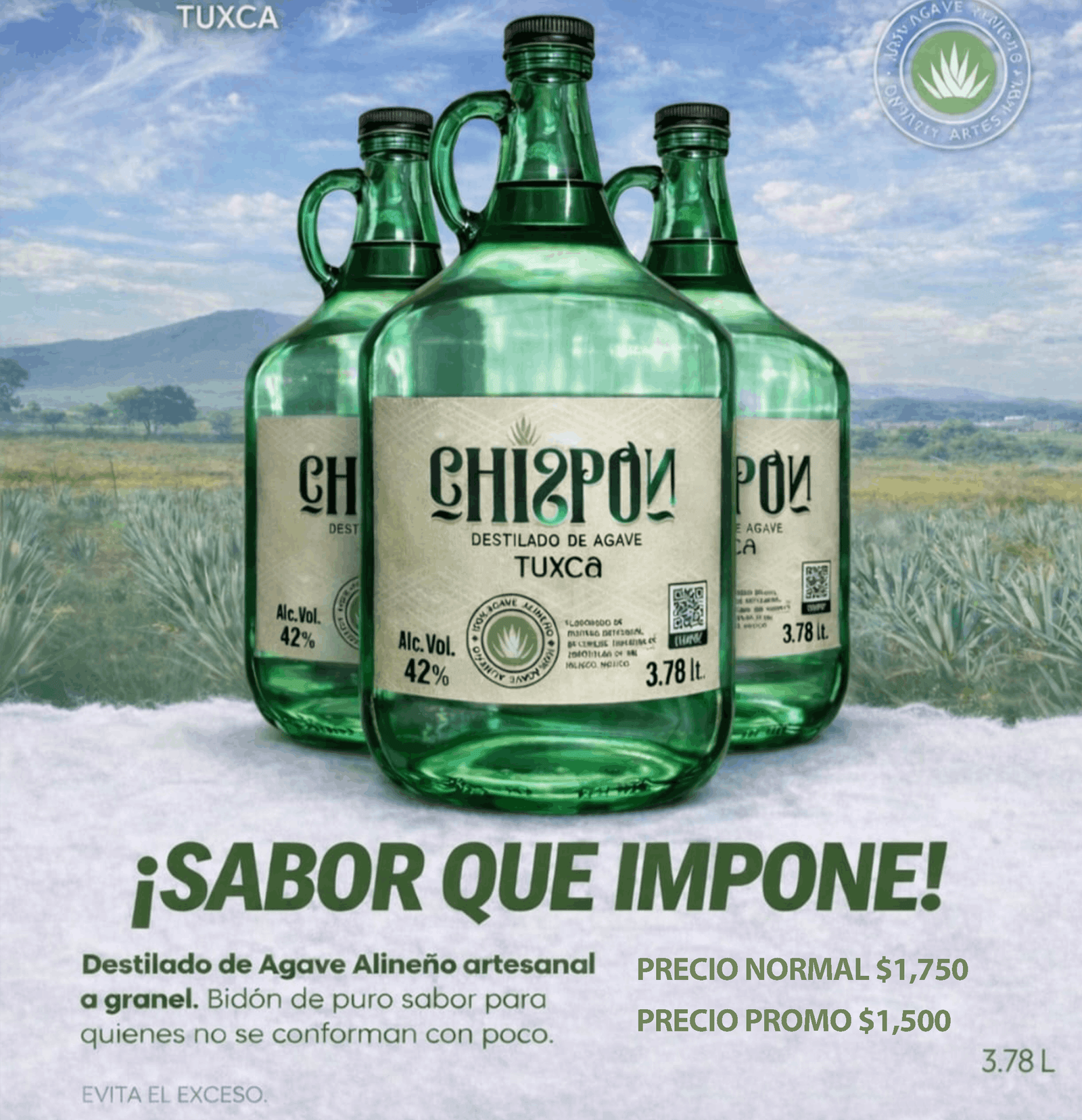 Bidón de Destilado de Agave Artesanal Tuxca (Suave)